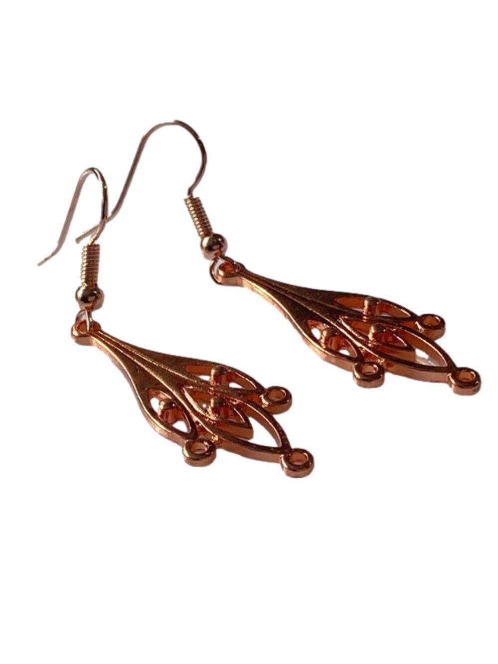 Copper Leaf Drop Earrings